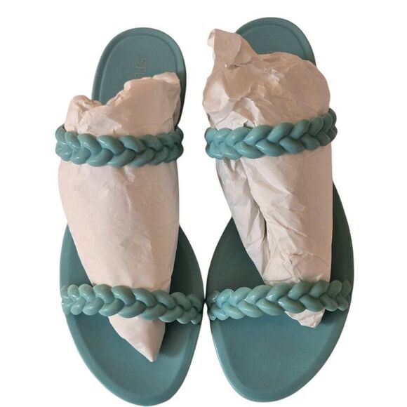 Stuart Weitzman Womens Semi-Shine Rubber Braida Sawyer Jelly Sandals Aqua Sz 7B - Picture 7 of 11